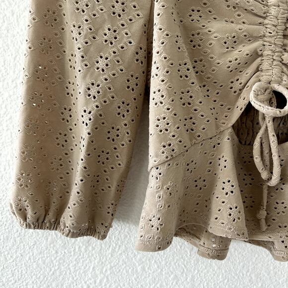 Urban Romantics Eyelet Cropped Top - Small - Cottagecore Y2K Milkmaid Coquette - Picture 3 of 7